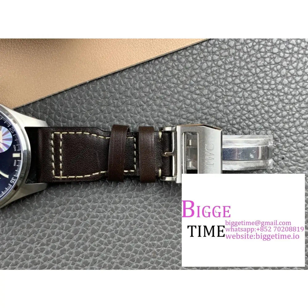 Iwc Big Pilot 46Mm Iw502710 Blue Dial Brown Leather Strap Ylf A52850 Iwc