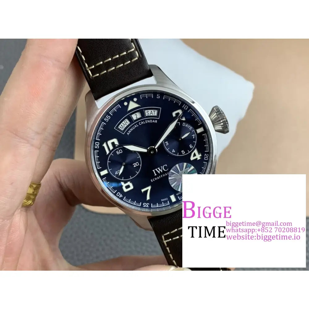 Iwc Big Pilot 46Mm Iw502710 Blue Dial Brown Leather Strap Ylf A52850 Iwc