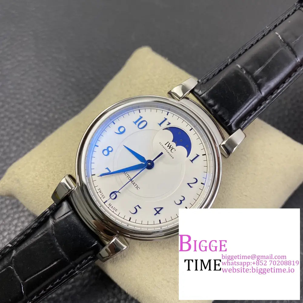 Iwc Da Vinci 36Mm Iw459306 White Dial Black Leather Strap Zf 9015 Iwc