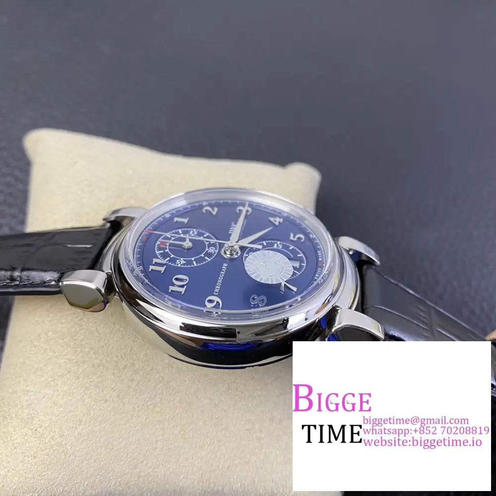 Iwc Da Vinci Chrono Laureus Sport 42Mm Iw393402 Blue Dial Black Leather Strap Zf A7750 Iwc