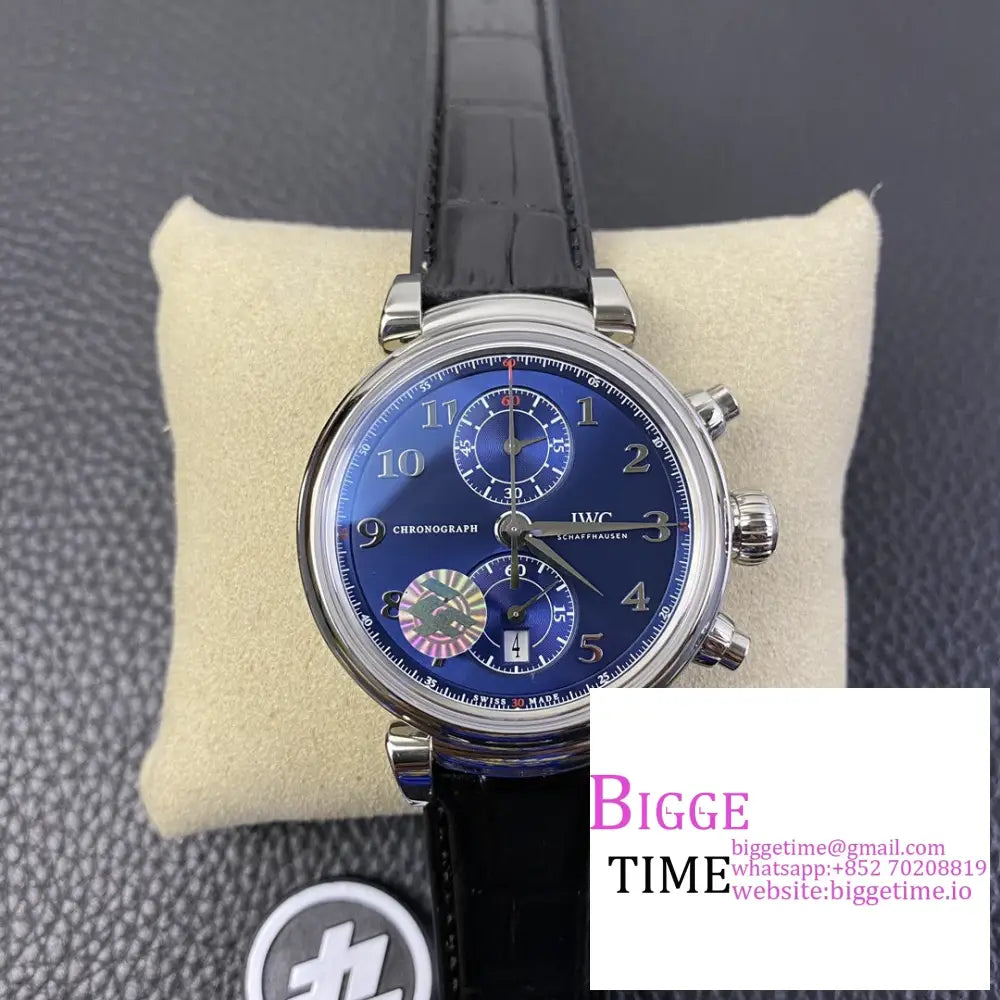 Iwc Da Vinci Chrono Laureus Sport 42Mm Iw393402 Blue Dial Black Leather Strap Zf A7750 Option1 Iwc