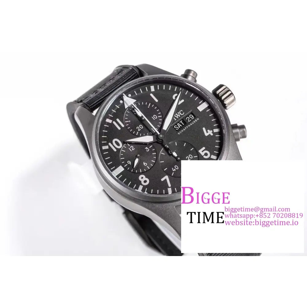 Iwc Pilot Chrono 41Mm Iw388106 Titanium Black Dial Nylon Strap Azf A7750 Iwc