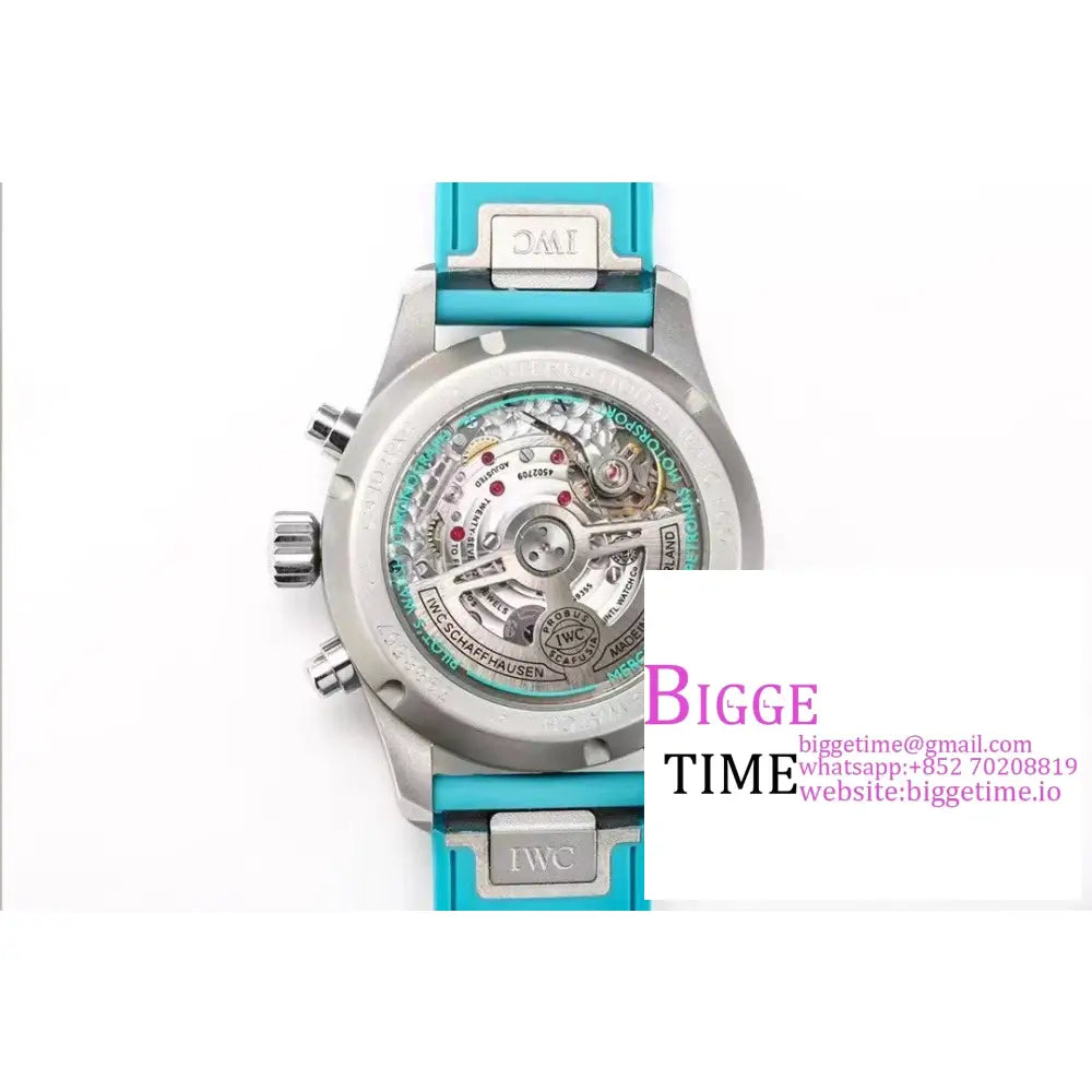 Iwc Pilot Chrono 41Mm Iw388108 Amg Black Dial Blue Rubber Strap Twf A7750 Iwc