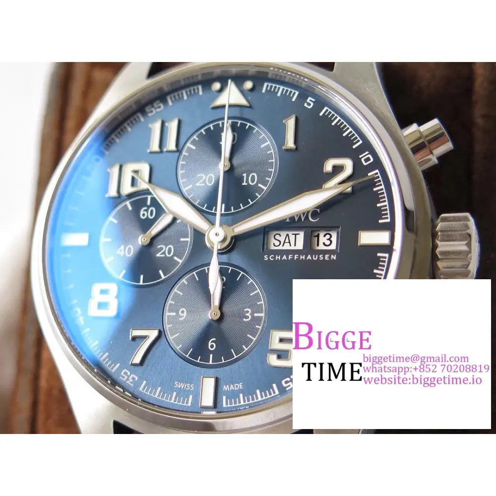 Iwc Pilot Chrono 43Mm Iw377721 Blue Dial Brown Leather Strap Zf A7750 Iwc