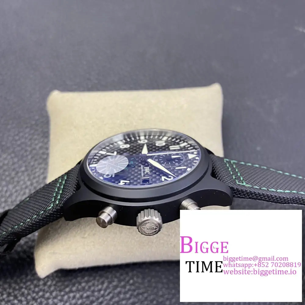 Iwc Pilot Chrono Topgun 44Mm Iw389005 Black Dial Leather Strap Ylf A7750 Iwc