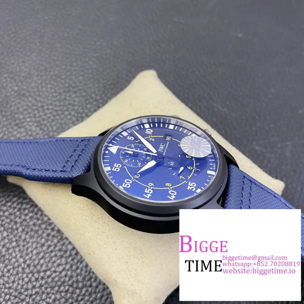 Iwc Pilot Chrono Topgun 44Mm Iw389008 Blue Dial Leather Strap Ylf A7750 Iwc