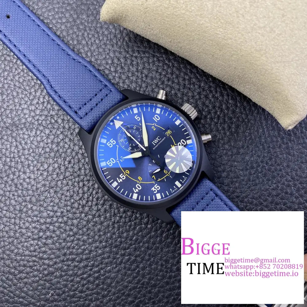 Iwc Pilot Chrono Topgun 44Mm Iw389008 Blue Dial Leather Strap Ylf A7750 Iwc