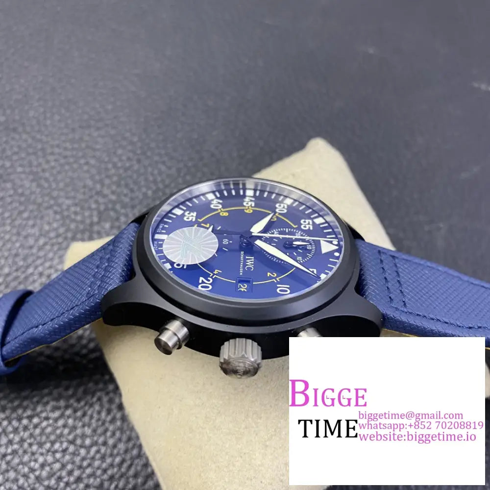 Iwc Pilot Chrono Topgun 44Mm Iw389008 Blue Dial Leather Strap Ylf A7750 Iwc