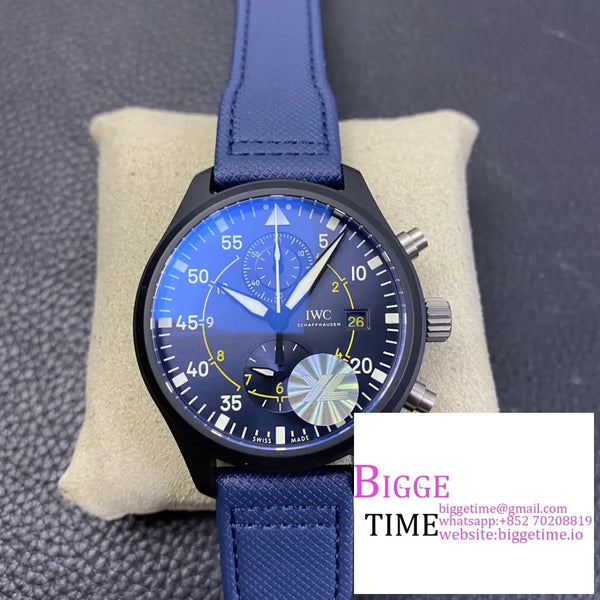 Iwc Pilot Chrono Topgun 44Mm Iw389008 Blue Dial Leather Strap Ylf A7750 Option1 Iwc