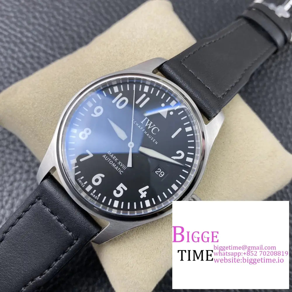 Iwc Pilot Mark Xviii 40Mm Iw327001 Black Dial Leather Strap V7F A2892 Iwc