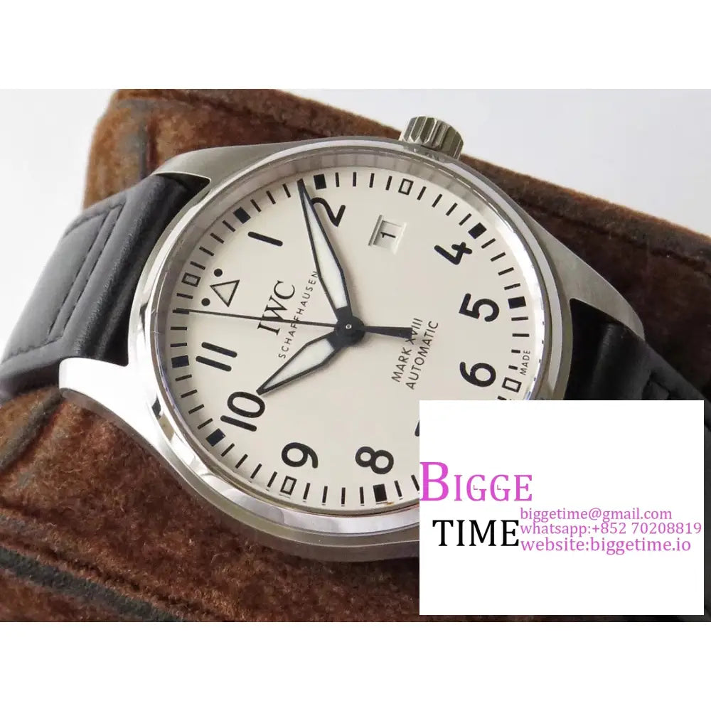 Iwc Pilot Mark Xviii 40Mm Iw327002 White Dial Black Leather Strap V7F A2892 Iwc