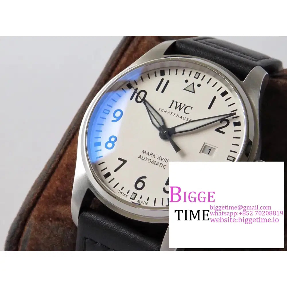 Iwc Pilot Mark Xviii 40Mm Iw327002 White Dial Black Leather Strap V7F A2892 Iwc