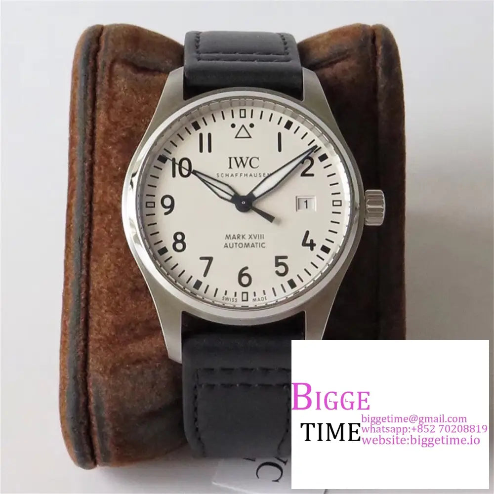 Iwc Pilot Mark Xviii 40Mm Iw327002 White Dial Black Leather Strap V7F A2892 Option1 Iwc