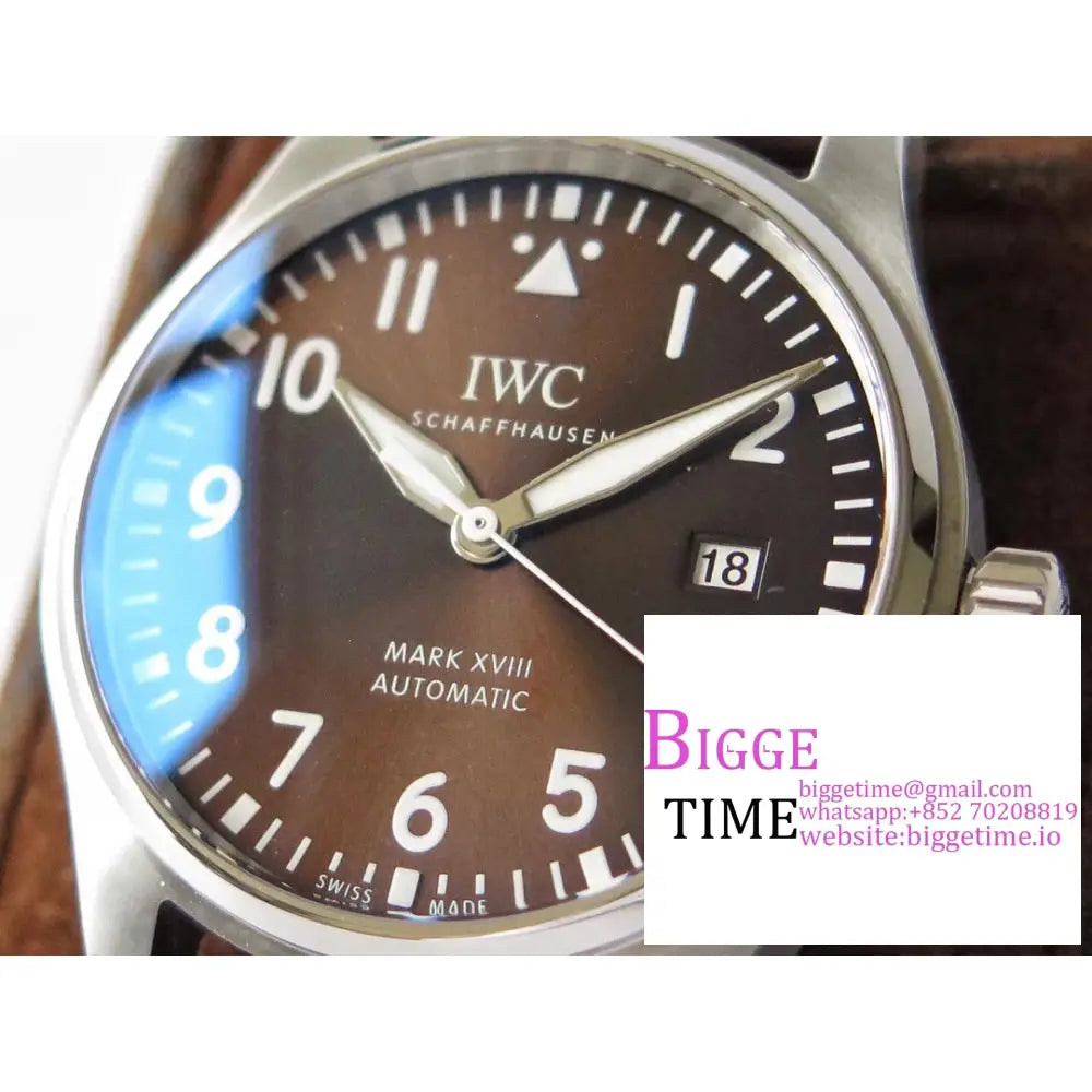 Iwc Pilot Mark Xviii 40Mm Iw327003 Brown Dial Leather Strap V7F A2892 Iwc