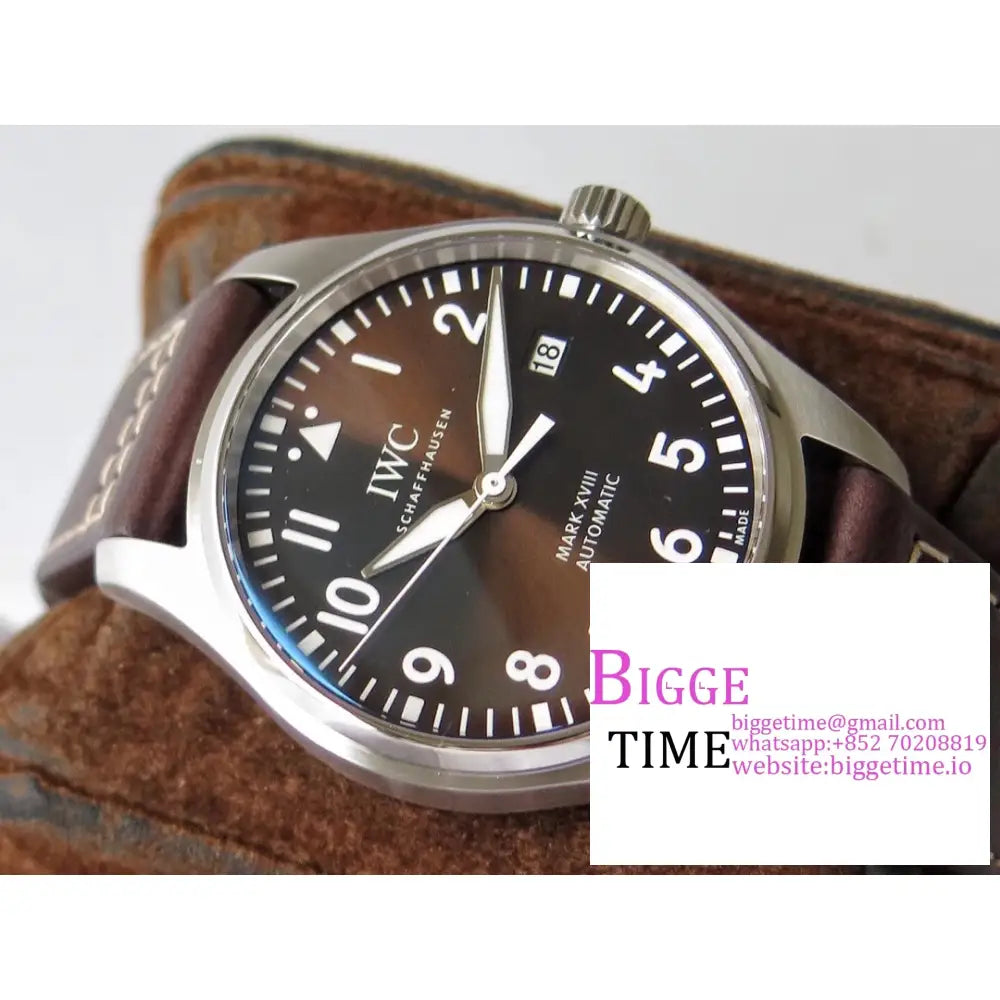 Iwc Pilot Mark Xviii 40Mm Iw327003 Brown Dial Leather Strap V7F A2892 Iwc