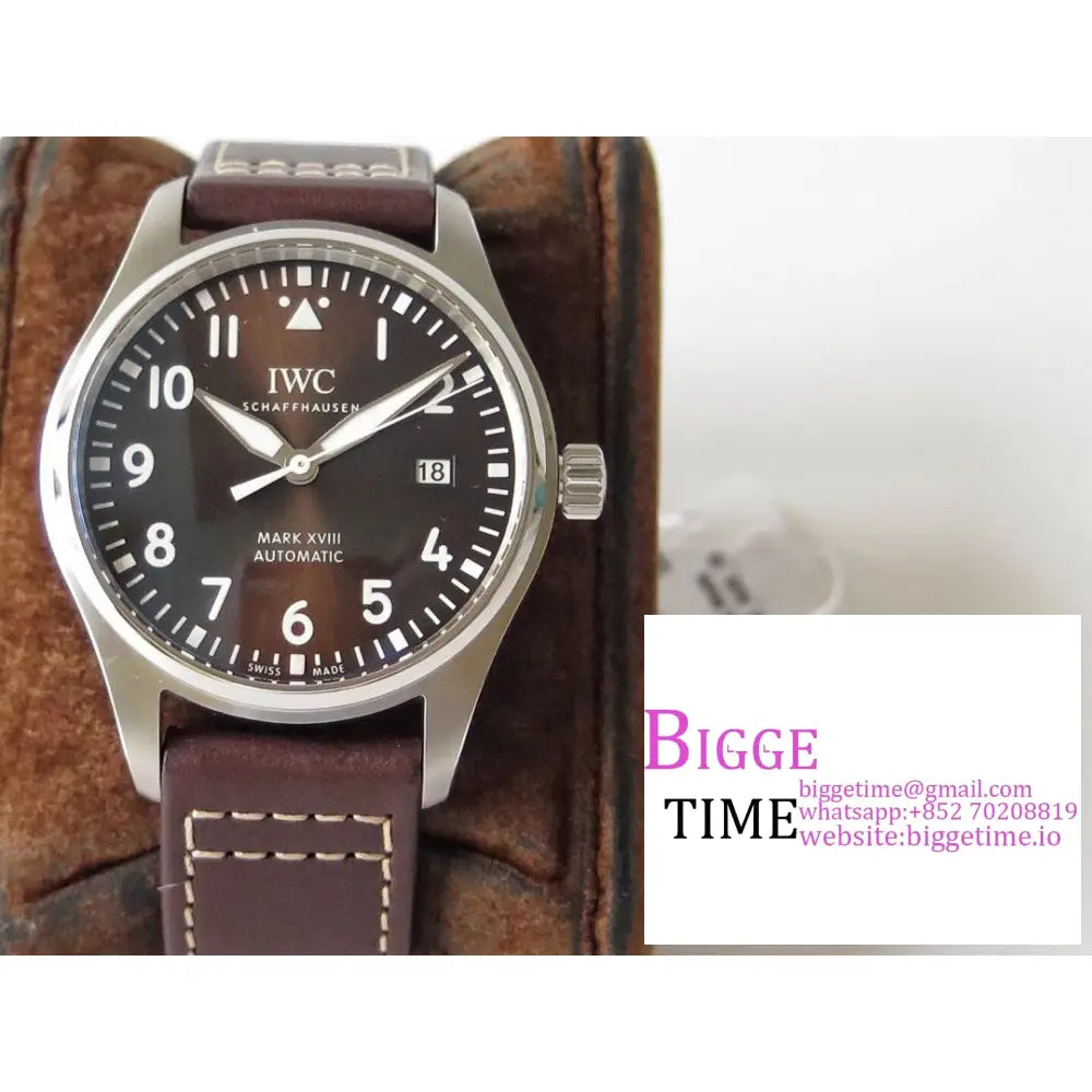 Iwc Pilot Mark Xviii 40Mm Iw327003 Brown Dial Leather Strap V7F A2892 Iwc