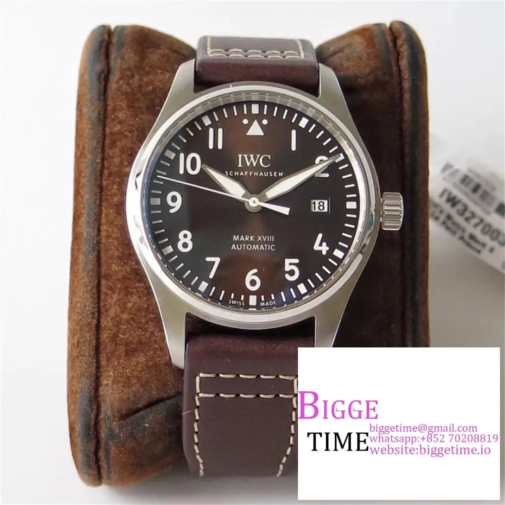 Iwc Pilot Mark Xviii 40Mm Iw327003 Brown Dial Leather Strap V7F A2892 Option1 Iwc