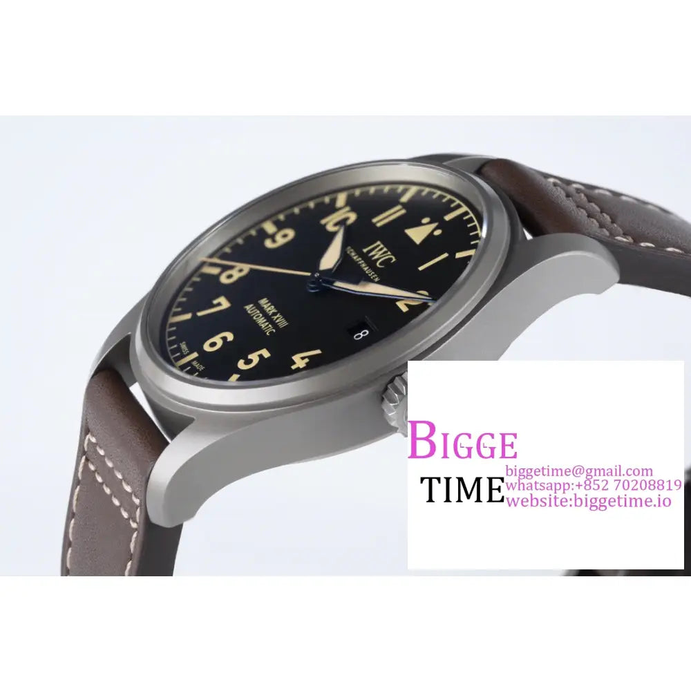 Iwc Pilot Mark Xviii 40Mm Iw327006 Titanium Black Dial Brown Leather Strap V7F A2892 Iwc