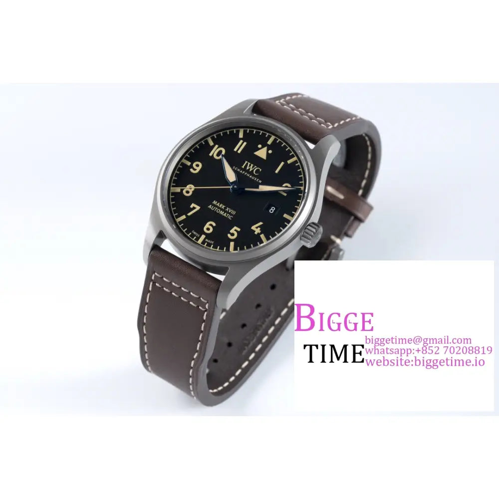 Iwc Pilot Mark Xviii 40Mm Iw327006 Titanium Black Dial Brown Leather Strap V7F A2892 Iwc