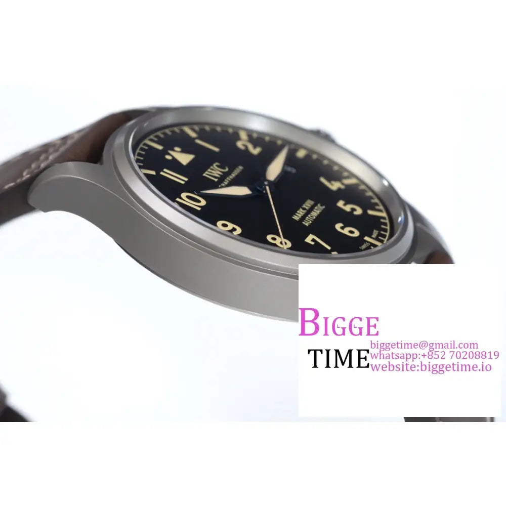 Iwc Pilot Mark Xviii 40Mm Iw327006 Titanium Black Dial Brown Leather Strap V7F A2892 Iwc