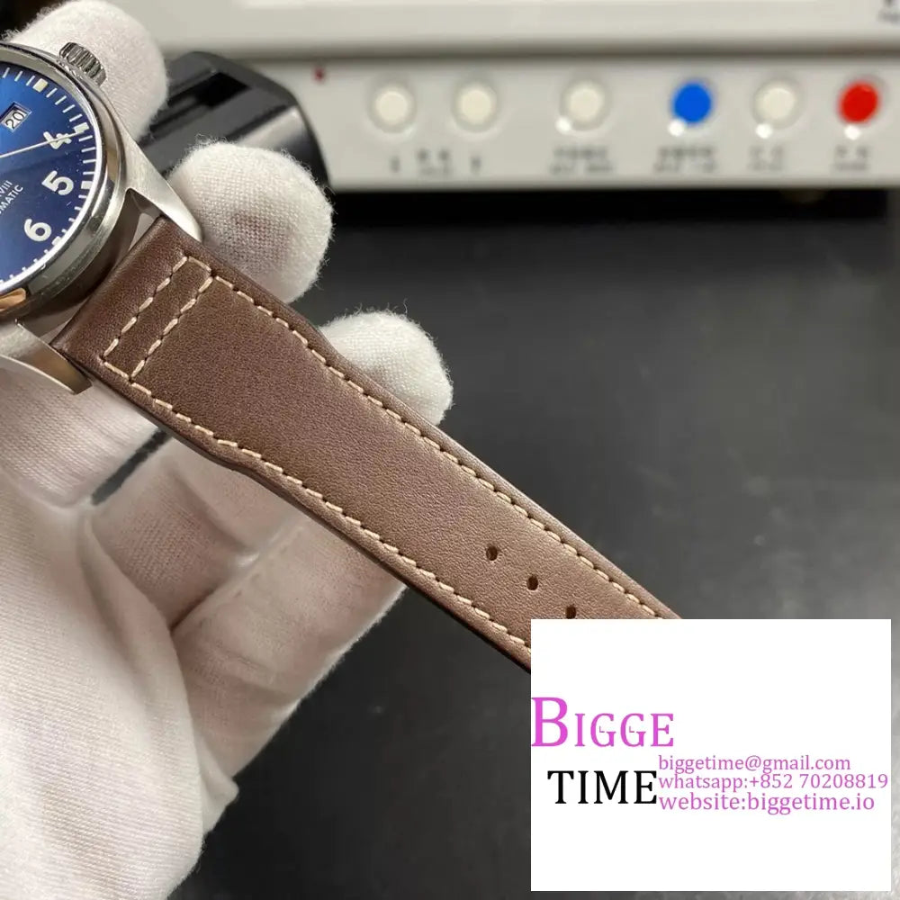 Iwc Pilot Mark Xviii 40Mm Iw327010 Blue Dial Brown Leather Strap V7F A2892 Iwc