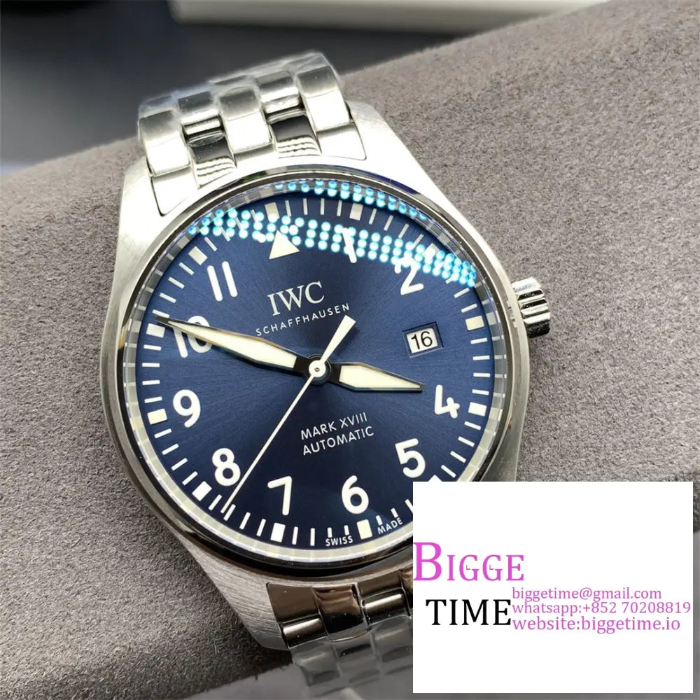 Iwc Pilot Mark Xviii 40Mm Iw327016 Blue Dial Ss Bracelet V7F A2892 Iwc