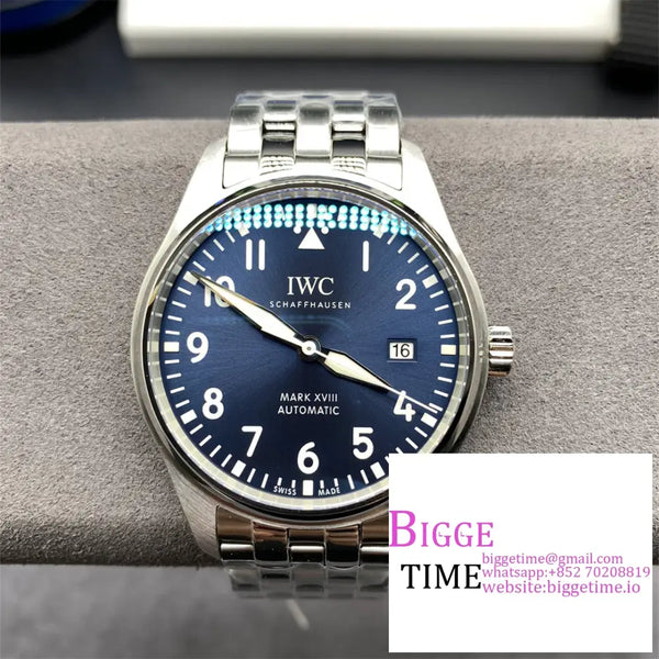 Iwc Pilot Mark Xviii 40Mm Iw327016 Blue Dial Ss Bracelet V7F A2892 Option1 Iwc