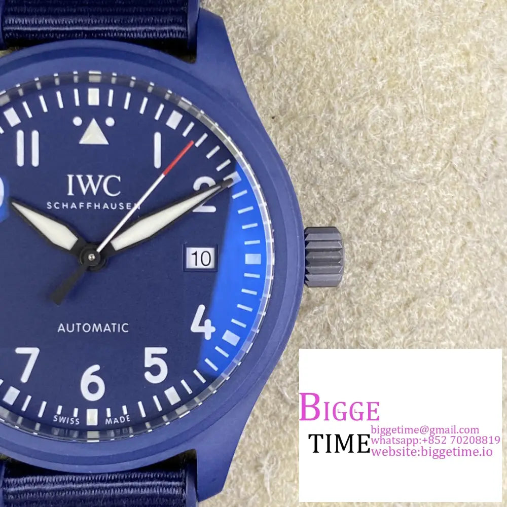 Iwc Pilot Mark Xviii 40Mm Iw328101 Ceramic Blue Dial Rubber Strap V7F A2892 Iwc