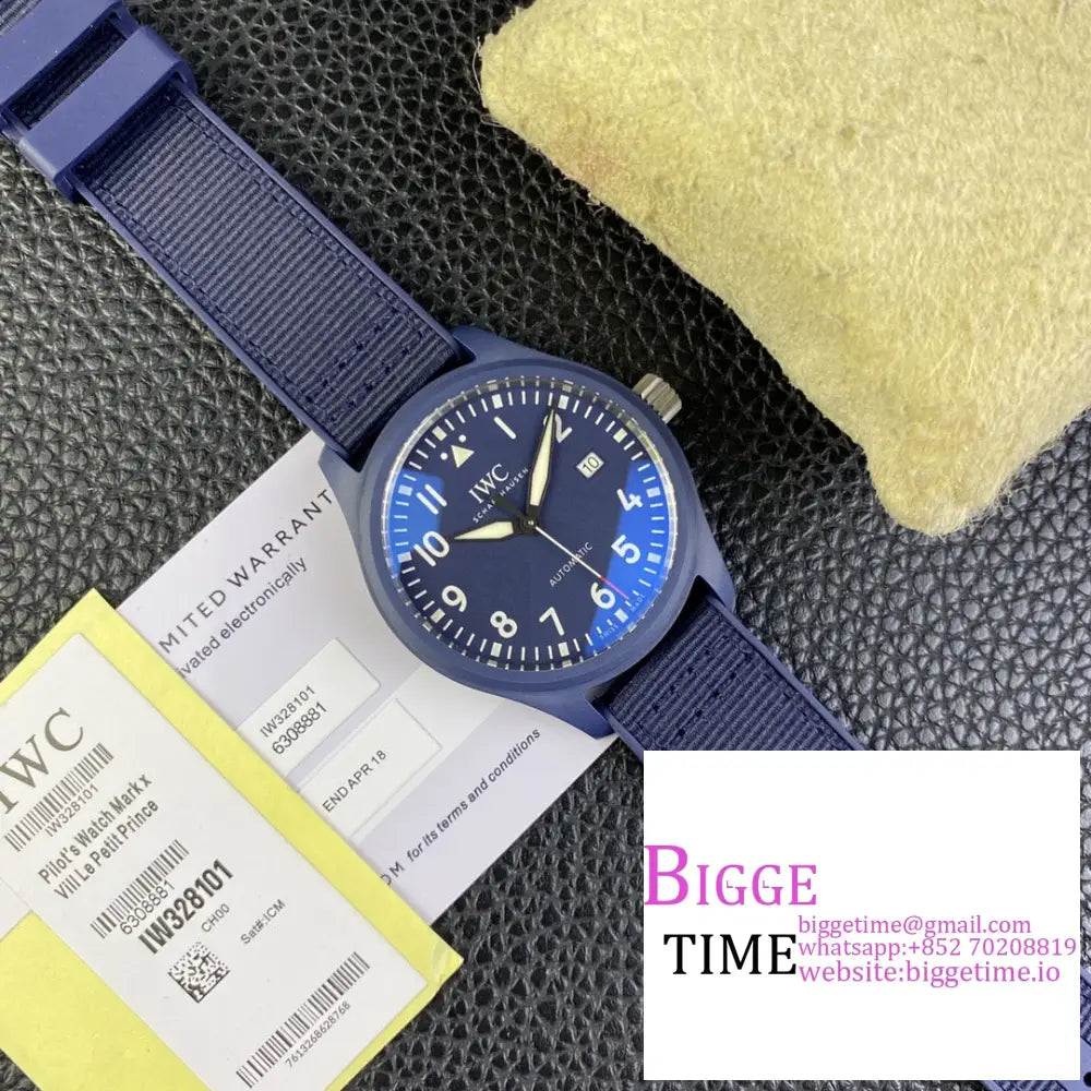 Iwc Pilot Mark Xviii 40Mm Iw328101 Ceramic Blue Dial Rubber Strap V7F A2892 Iwc