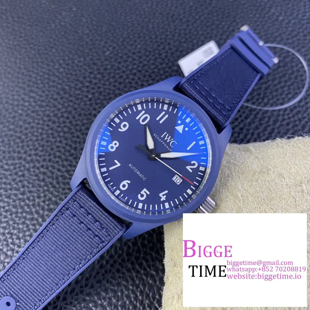 Iwc Pilot Mark Xviii 40Mm Iw328101 Ceramic Blue Dial Rubber Strap V7F A2892 Iwc