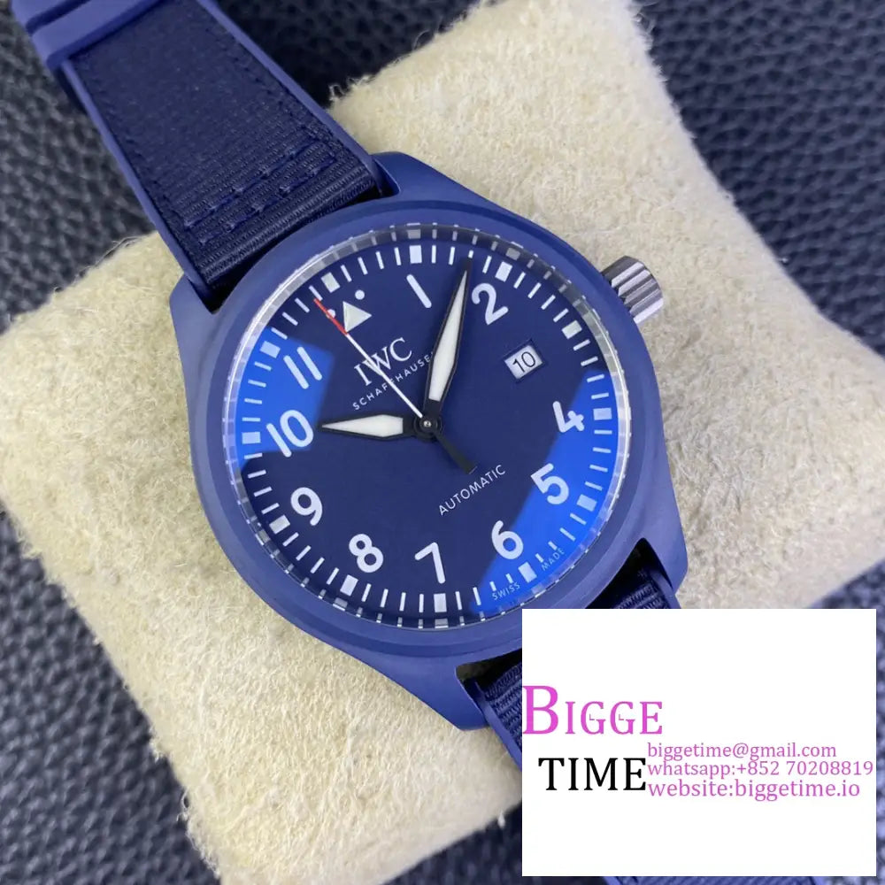 Iwc Pilot Mark Xviii 40Mm Iw328101 Ceramic Blue Dial Rubber Strap V7F A2892 Iwc