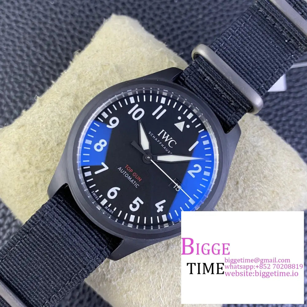 Iwc Pilot Mark Xviii Topgun 41Mm Iw326901 Ceramic Black Dial Nylon Strap V7F A2892 Iwc