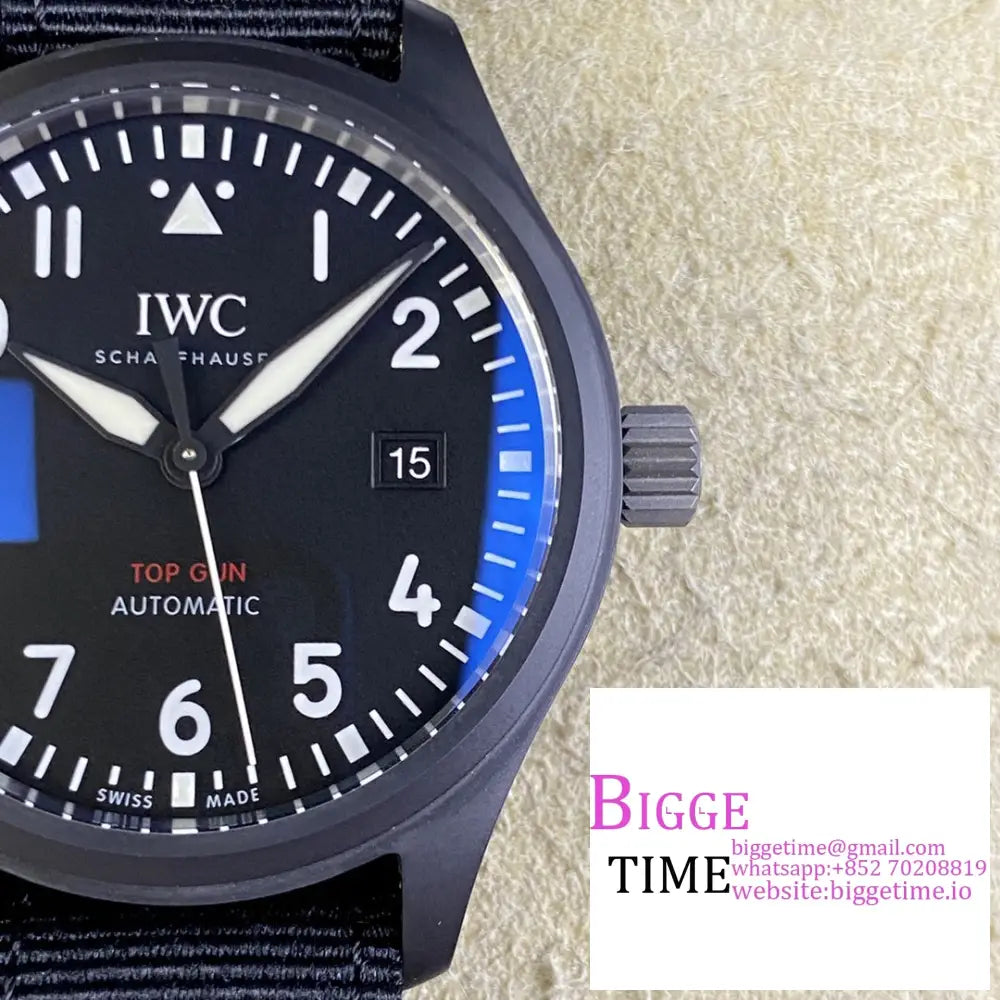 Iwc Pilot Mark Xviii Topgun 41Mm Iw326901 Ceramic Black Dial Nylon Strap V7F A2892 Iwc