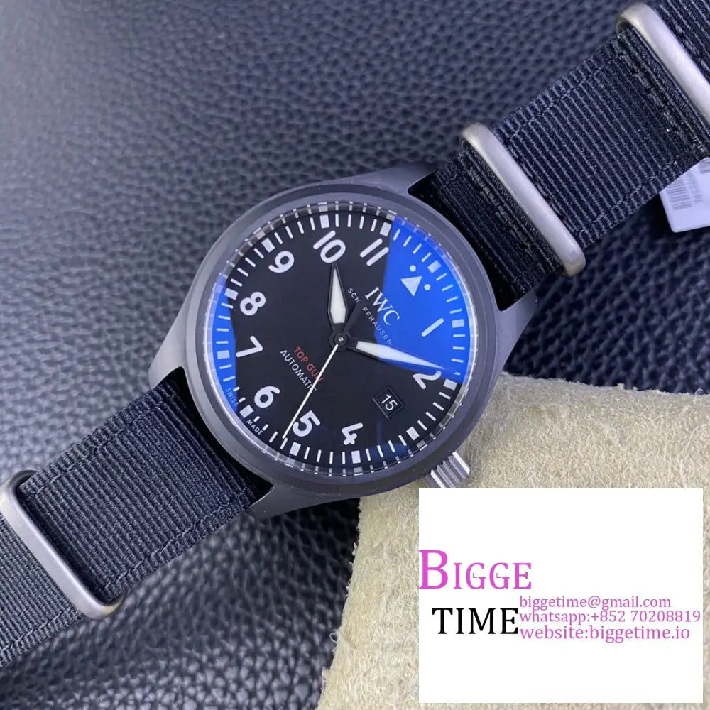 Iwc Pilot Mark Xviii Topgun 41Mm Iw326901 Ceramic Black Dial Nylon Strap V7F A2892 Iwc