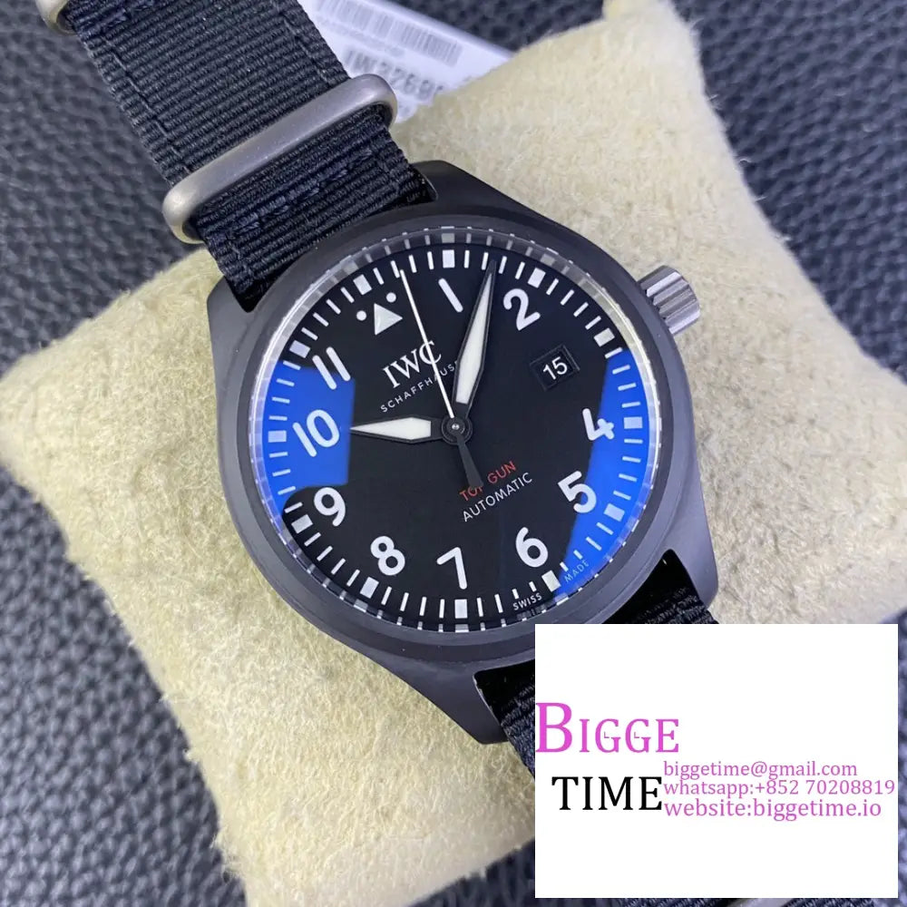 Iwc Pilot Mark Xviii Topgun 41Mm Iw326901 Ceramic Black Dial Nylon Strap V7F A2892 Iwc