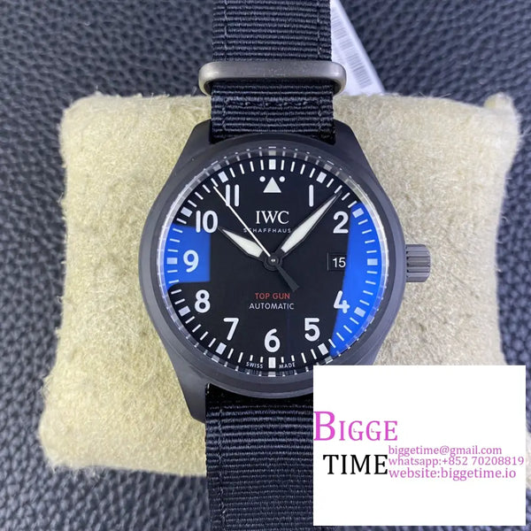 Iwc Pilot Mark Xviii Topgun 41Mm Iw326901 Ceramic Black Dial Nylon Strap V7F A2892 Option1 Iwc