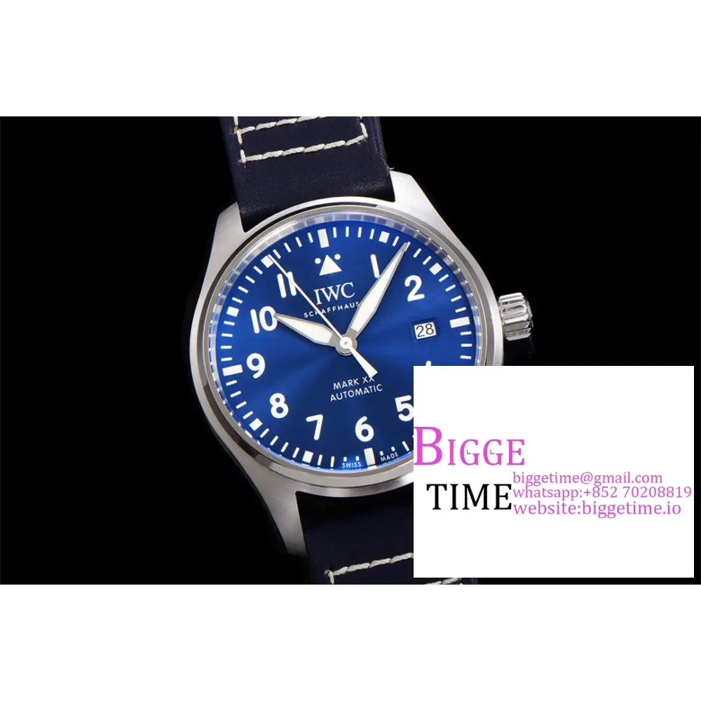 Iwc Pilot Mark Xx 40Mm Iw328203 Blue Dial Leather Strap V7F A2892 Iwc