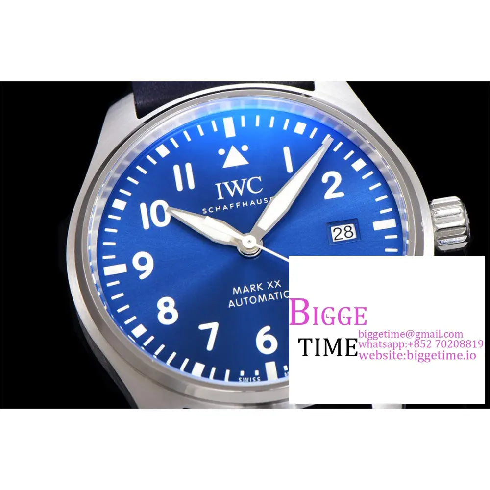 Iwc Pilot Mark Xx 40Mm Iw328203 Blue Dial Leather Strap V7F A2892 Iwc