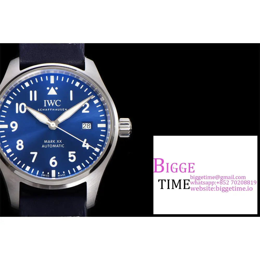 Iwc Pilot Mark Xx 40Mm Iw328203 Blue Dial Leather Strap V7F A2892 Iwc