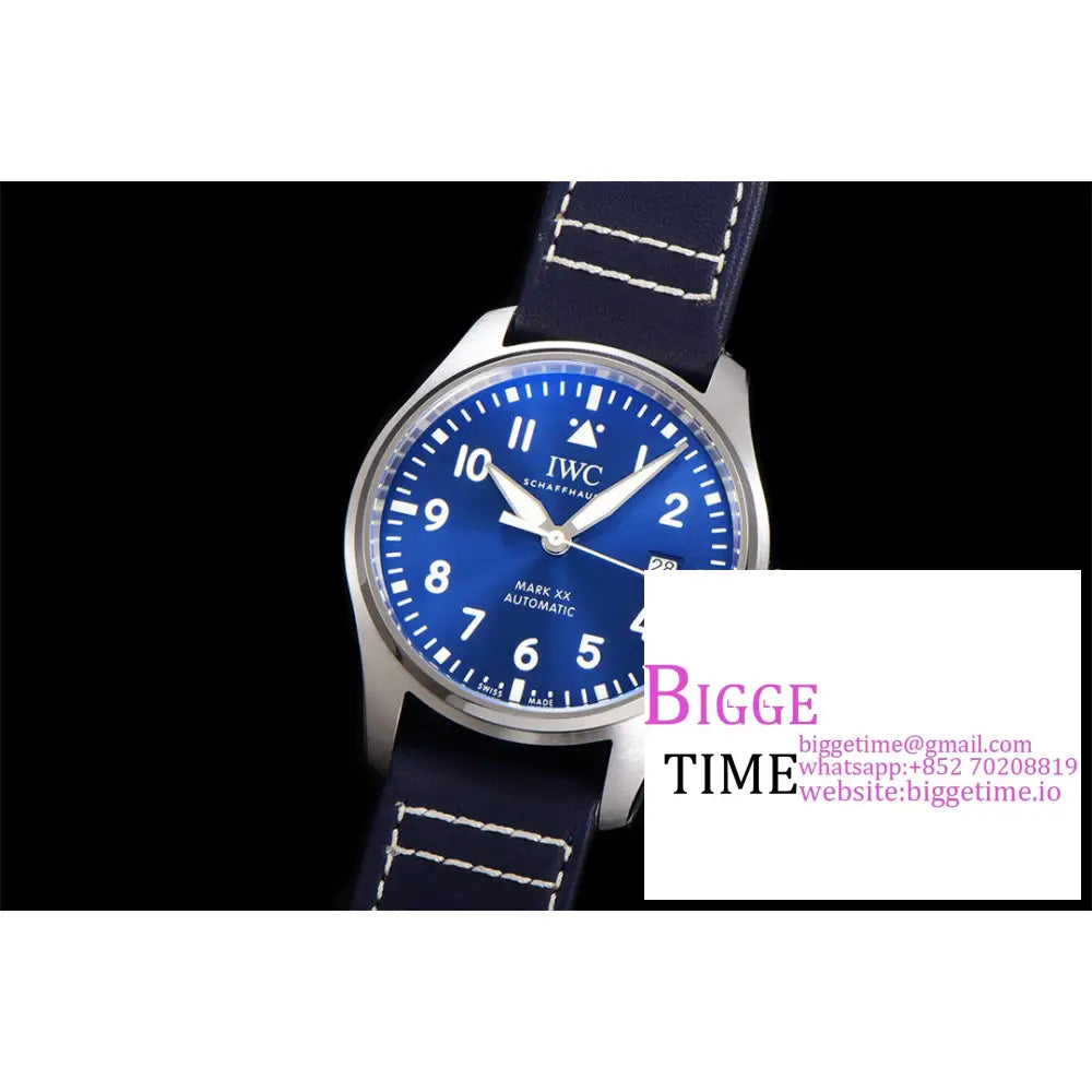 Iwc Pilot Mark Xx 40Mm Iw328203 Blue Dial Leather Strap V7F A2892 Iwc