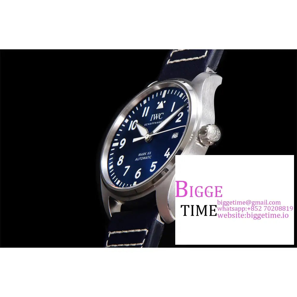 Iwc Pilot Mark Xx 40Mm Iw328203 Blue Dial Leather Strap V7F A2892 Iwc