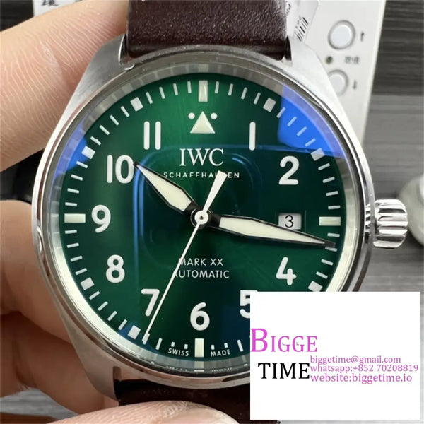 Iwc Pilot Mark Xx 40Mm Iw328205 Green Dial Brown Leather Strap V7F A2892 Option1 Iwc