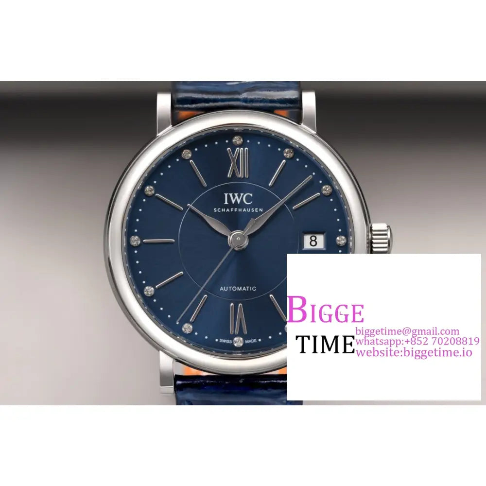 Iwc Portofino 37Mm Ladies Blue Dial Leather Strap V7F A2892 Iwc