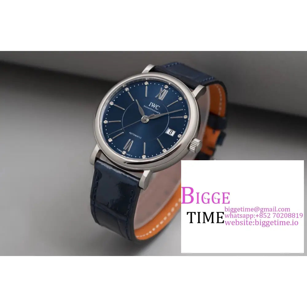 Iwc Portofino 37Mm Ladies Blue Dial Leather Strap V7F A2892 Iwc