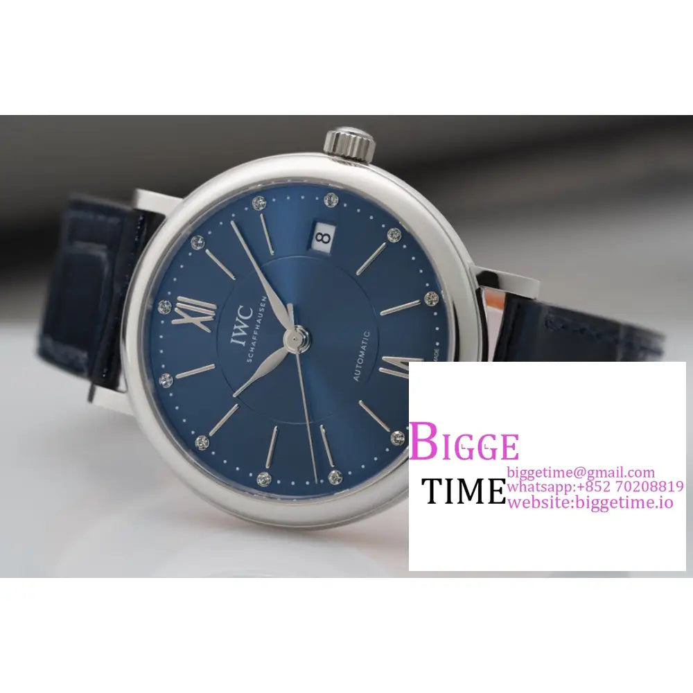 Iwc Portofino 37Mm Ladies Blue Dial Leather Strap V7F A2892 Iwc