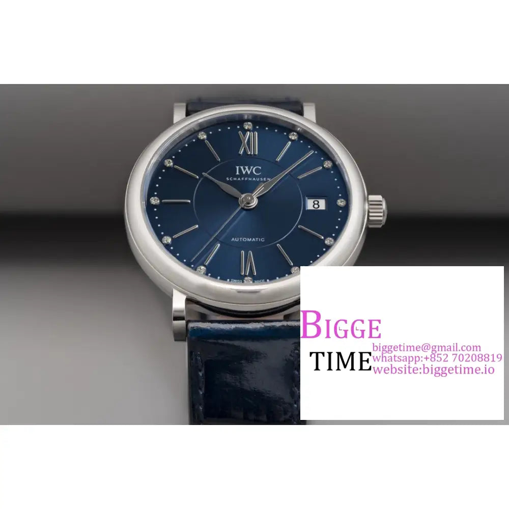 Iwc Portofino 37Mm Ladies Blue Dial Leather Strap V7F A2892 Iwc