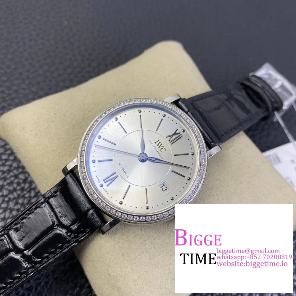 Iwc Portofino 37Mm Ladies Silver Dial Leather Strap V7F A2892 Iwc