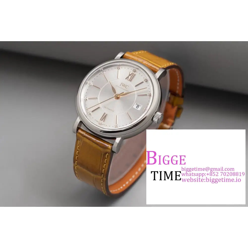 Iwc Portofino 37Mm Ladies Silver Dial Leather Strap V7F A2892 Iwc