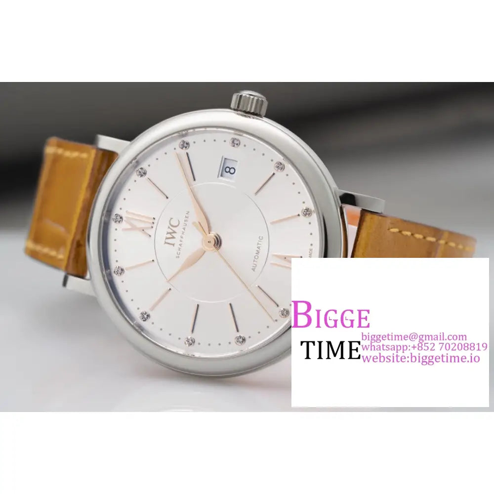 Iwc Portofino 37Mm Ladies Silver Dial Leather Strap V7F A2892 Iwc