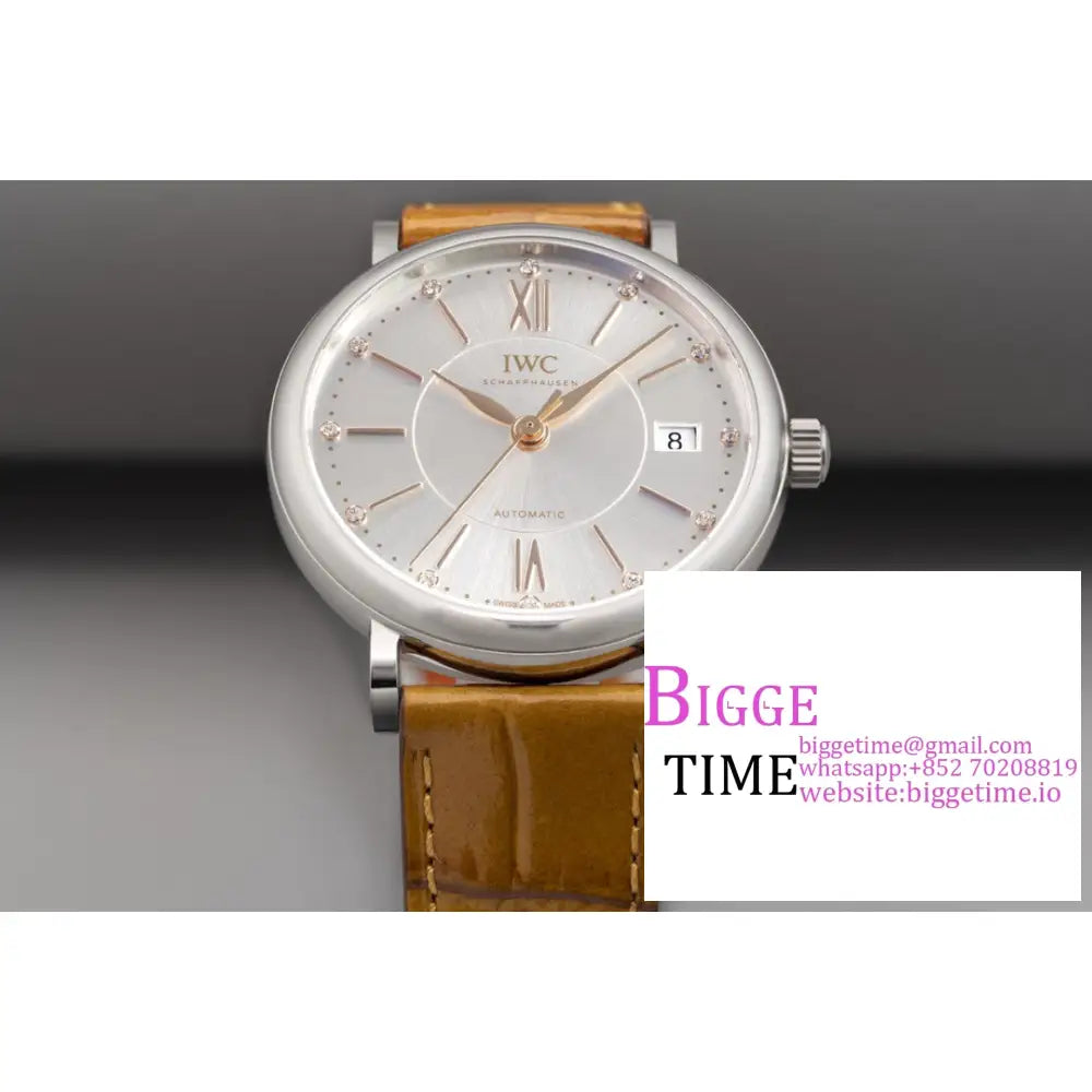 Iwc Portofino 37Mm Ladies Silver Dial Leather Strap V7F A2892 Iwc